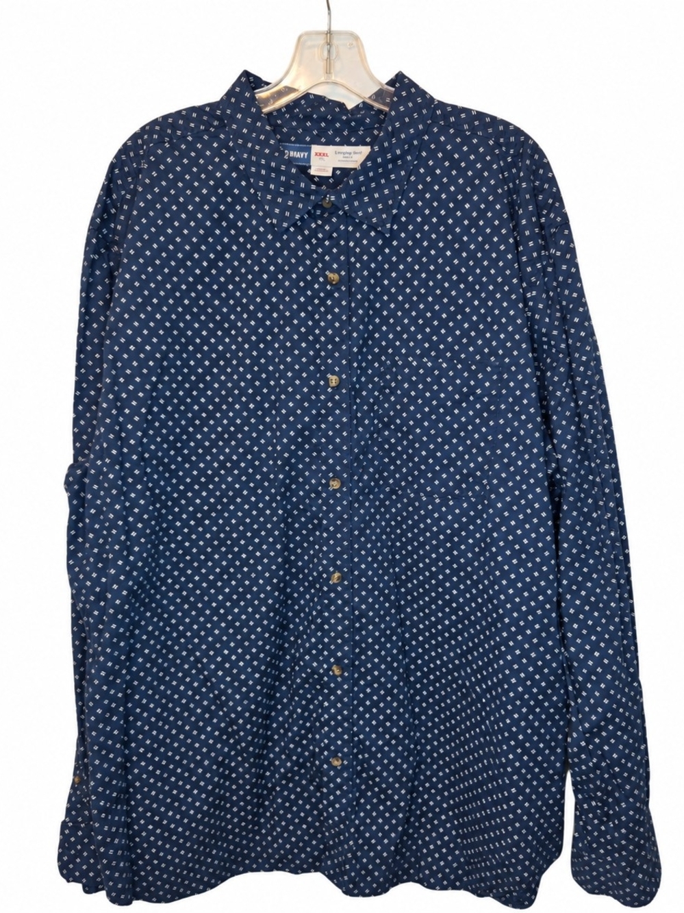 Old Navy Navy Blue Button-Down Shirt with White Dot Pattern